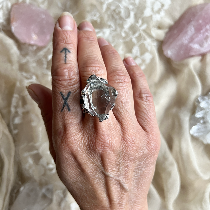 Herkimer Diamond Ring - Unique Piece -