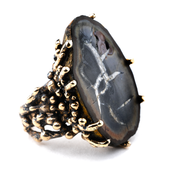 Black Septarian Statement Ring - One of a Kind Giardinoblu