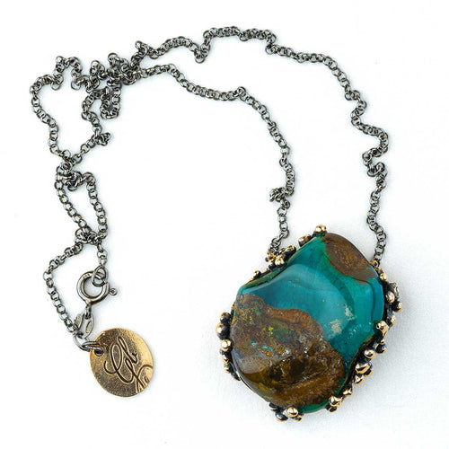 Chrysocolla Silica Gem Necklace